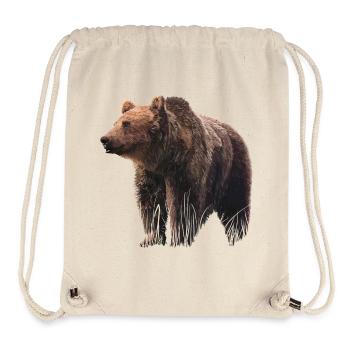 Illustration réaliste d'ours sur textile - Sac à cordon recyclé Stanley/Stella - blanc naturel - Devant