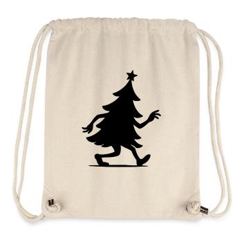 Running Christmas Tree Silhouette Illustration - Stanley/Stella Recycled Gym Bag - natural - Front