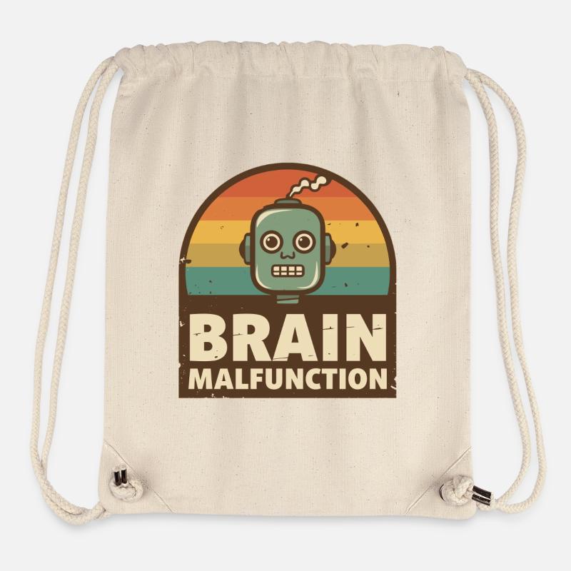 Robot rétro avec coucher de soleil arc-en-ciel - Sac à cordon recyclé Stanley/Stella - blanc naturel