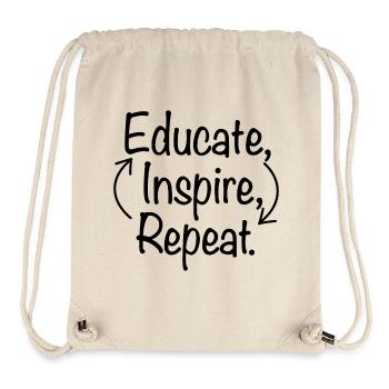Educate Inspire Répétitif Dicton de l’enseignant - Sac à cordon recyclé Stanley/Stella - blanc naturel - Devant
