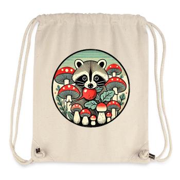 Whimsical Raccoon Among Red Mushrooms - Stanley/Stella Recycled Gym Bag - natural - Front