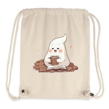 Kawaii Geist – Cozy Coffee & Books - Sac à cordon recyclé Stanley/Stella - blanc naturel - Devant