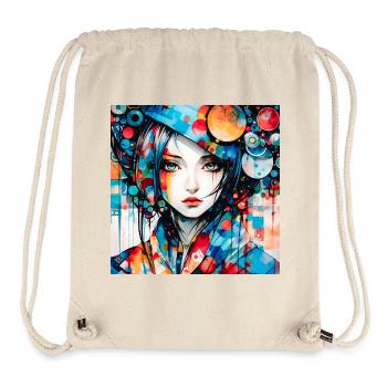 Portrait fille Abstrait Numérique Coloré - Sac à cordon recyclé Stanley/Stella - blanc naturel - Devant