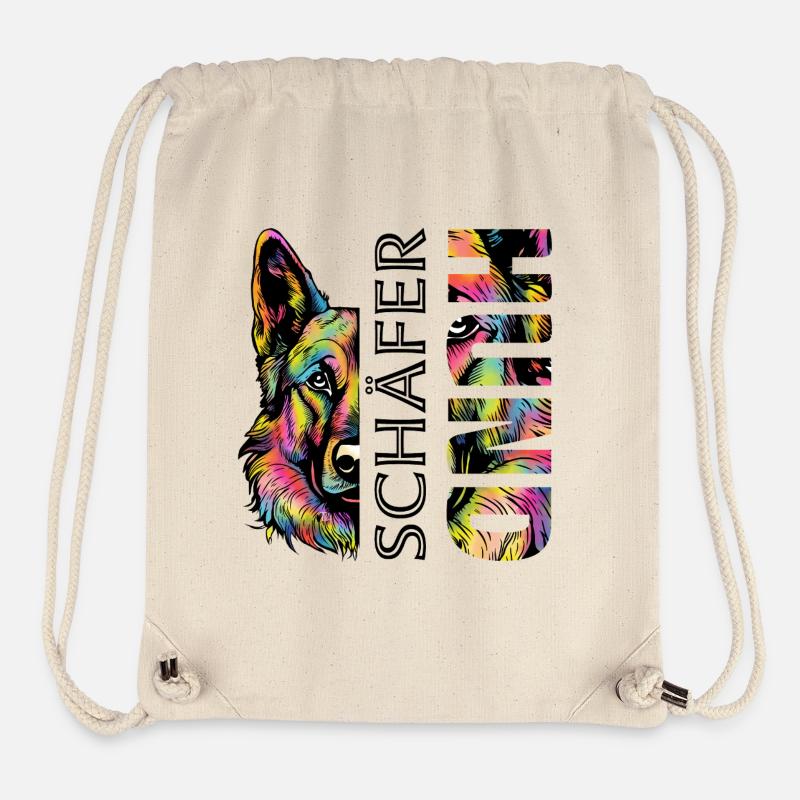 Bunter  Schäferhund - Stanley/Stella recycelter Gym Bag - Naturweiß