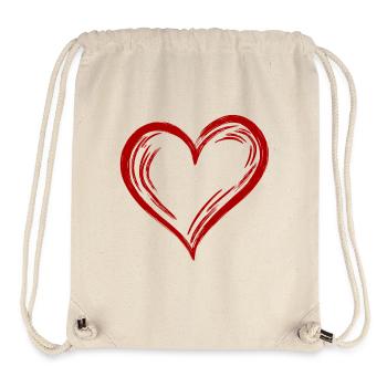 Joli cœur rouge dessiné à la main - Sac à cordon recyclé Stanley/Stella - blanc naturel - Devant
