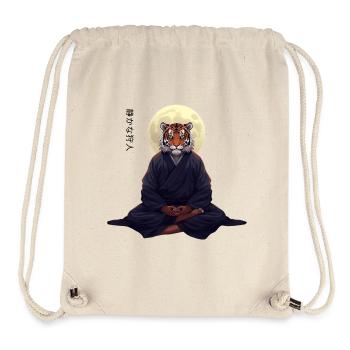 Moine Tigre – Art Zen Sumi-e La Force Intérieure - Sac à cordon recyclé Stanley/Stella - blanc naturel - Devant
