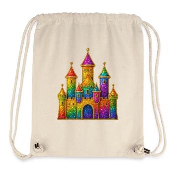 Regenbogen-Glitzer-Schloss-Design - Stanley/Stella recycelter Gym Bag - Naturweiß - Vorne