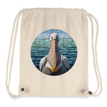 Mosaik Pelikan Porträt – Maritimes Glasmosaik Desi - Stanley/Stella recycelter Gym Bag - Naturweiß - Vorne