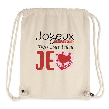 Joyeux anniversaire frère  - Sac à cordon recyclé Stanley/Stella - blanc naturel - Devant