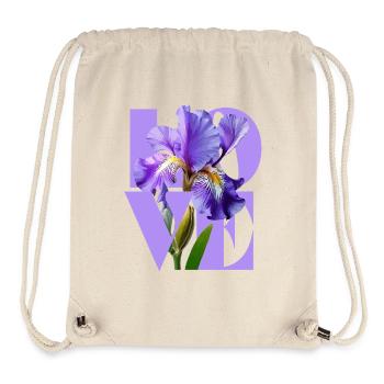 Élégant Iris Violet Design Floral - Sac à cordon recyclé Stanley/Stella - blanc naturel - Devant