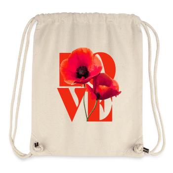 Fleur de coquelicot vif Art Design - Sac à cordon recyclé Stanley/Stella - blanc naturel - Devant