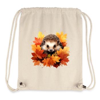 Herbstlicher Igel im Laub - Stanley/Stella recycelter Gym Bag - Naturweiß - Vorne