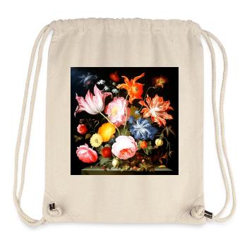 Composition florale vitale dans le style baroque flamand - Sac à cordon recyclé Stanley/Stella - blanc naturel - Devant