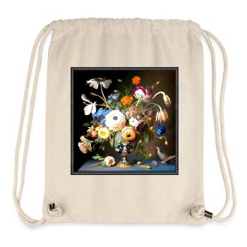 Bouquet Nature morte Baroque Style flamand - Sac à cordon recyclé Stanley/Stella - blanc naturel - Devant