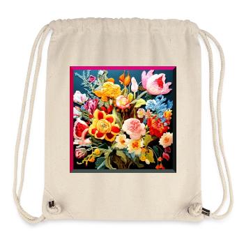 Blooming embroidery motif on textiles tapestry - Stanley/Stella Recycled Gym Bag - natural - Front