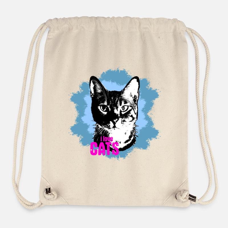 Cat Love Blue Splash - Stanley/Stella Recycled Gym Bag - natural