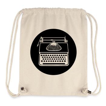 Icône de machine à écrire vintage - Sac à cordon recyclé Stanley/Stella - blanc naturel - Devant