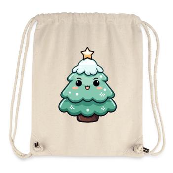 Sapin de Noël étoilé kawaii - Sac à cordon recyclé Stanley/Stella - blanc naturel - Devant