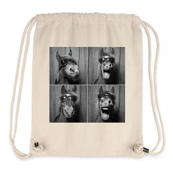 Lustig Pferd Pony Sonnenbrille Fotobox - Stanley/Stella recycelter Gym Bag - Naturweiß - Vorne