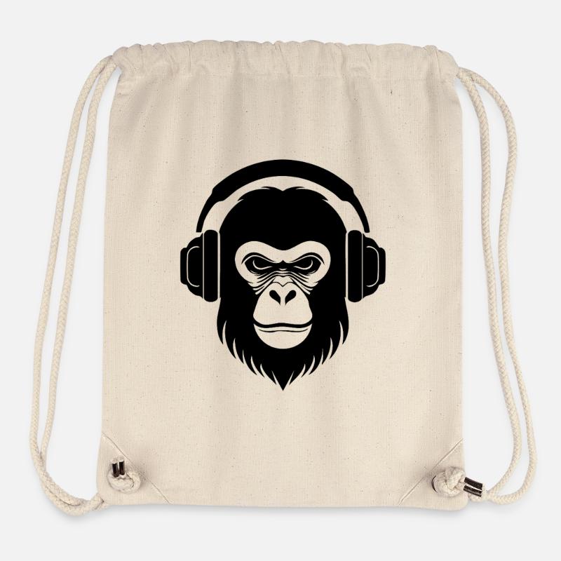 DJ Rebellious Monkey Head Underground Grooves-skjorte - Stanley/Stella resirkulert gymbag - naturhvit
