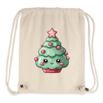 Breloque sapin de Noël kawaii - Sac à cordon recyclé Stanley/Stella - blanc naturel - Devant