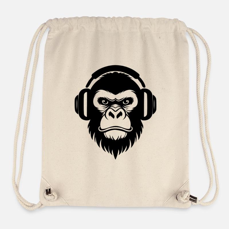 DJ Grooves Underground Rebellious Monkey Head Chemise - Sac à cordon recyclé Stanley/Stella - blanc naturel