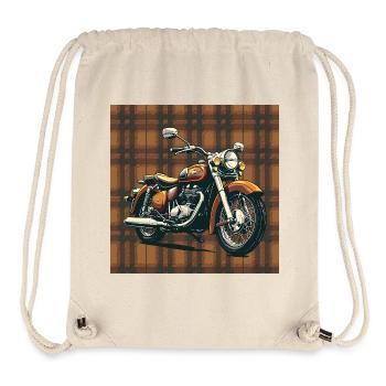 Retro Bike + Plaid Background - Stanley/Stella Recycled Gym Bag - natural - Front