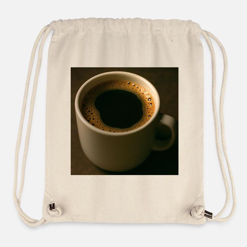 Une tasse de café noir - Sac à cordon recyclé Stanley/Stella - blanc naturel