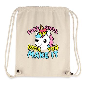 Cute Kawaii Unicorn – Fake It Until You Make It - Stanley/Stella Recycled Gym Bag - natural - Front