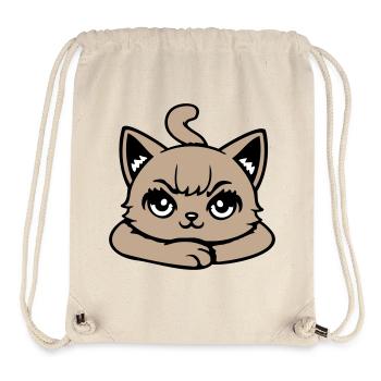 Chat, Sinistre, En Colère, Œil, Croisé, Pattes, Vilain - Sac à cordon recyclé Stanley/Stella - blanc naturel - Devant