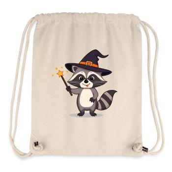 Cute Raccoon Wizard with Hat & Magic Wand - Stanley/Stella Recycled Gym Bag - natural - Front