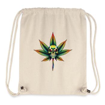 Regenbogen Schädel Cannabis Blatt - Stanley/Stella recycelter Gym Bag - Naturweiß - Vorne