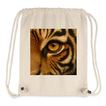 Tier - Tiger, Nahaufnahme des Auges - Stanley/Stella recycelter Gym Bag - Naturweiß - Vorne