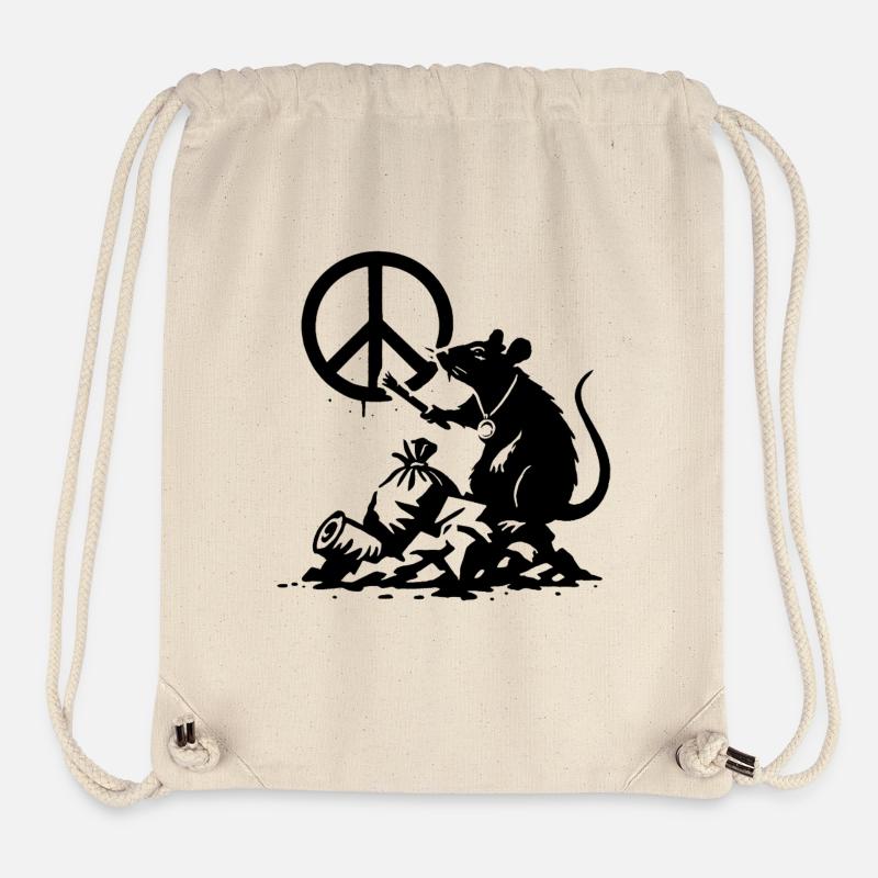 Friedensratte mit Blume - Stanley/Stella recycelter Gym Bag - Naturweiß