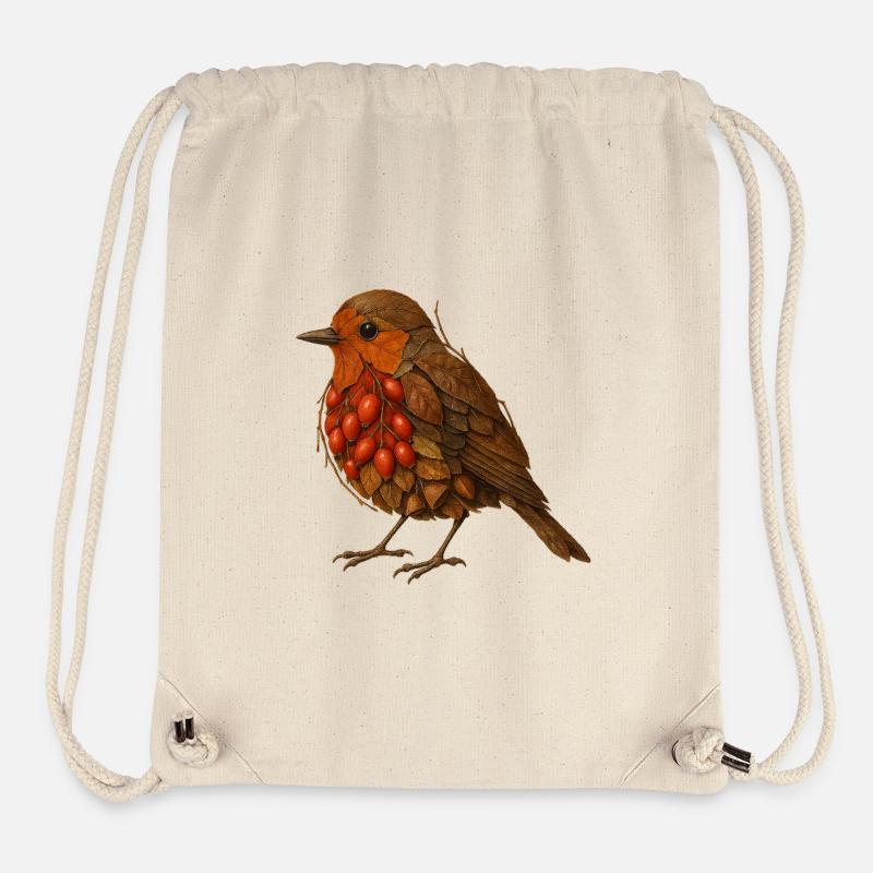 L’illustration de Robin dans le design de la nature - Sac à cordon recyclé Stanley/Stella - blanc naturel