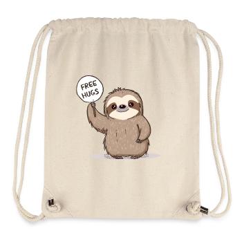 Cute Sloth with Free Hugs Sign - Stanley/Stella Recycled Gym Bag - natural - Front