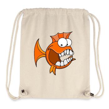 Wütender orangefarbener Fisch mit Zahn - Stanley/Stella recycelter Gym Bag - Naturweiß - Vorne