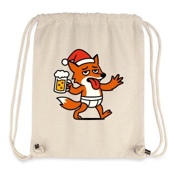 Wald Fuchs Santa Weihnachtsmütze Bier Unterhose - Stanley/Stella recycelter Gym Bag - Naturweiß - Vorne