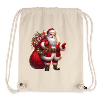 Père Noël avec sac cadeau - Sac à cordon recyclé Stanley/Stella - blanc naturel - Devant