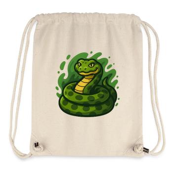 Grüne Cartoon Anakonda Schlange in Wave Swell - Stanley/Stella recycelter Gym Bag - Naturweiß - Vorne