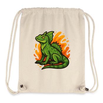 Grüne Basilisken-Eidechse mit flammendem Hintergrund - Stanley/Stella recycelter Gym Bag - Naturweiß - Vorne