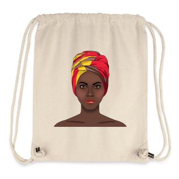 Art audacieux de femme africaine avec un bandeau coloré vibrant - Sac à cordon recyclé Stanley/Stella - blanc naturel - Devant