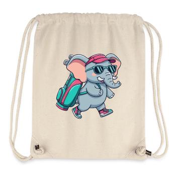 Lustiger Elefant-Golfer Cartoon Cooles Golftier - Stanley/Stella recycelter Gym Bag - Naturweiß - Vorne