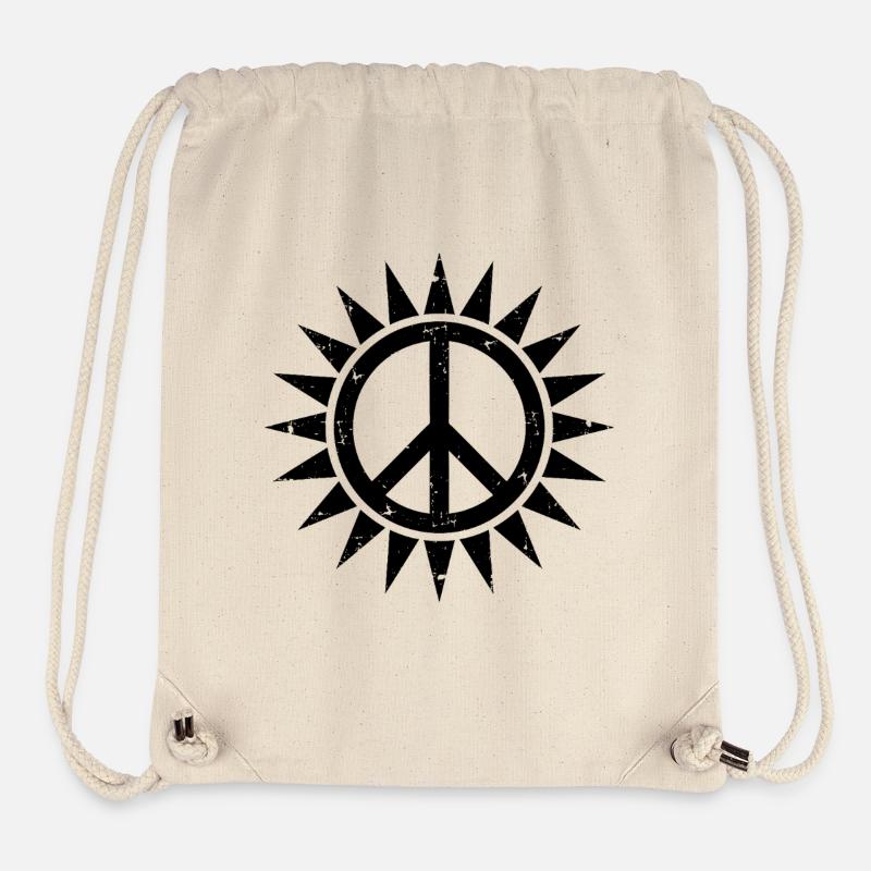 Peace sign symbol within a sun with grunge effect - Stanley/Stella Recycled Gym Bag - natural