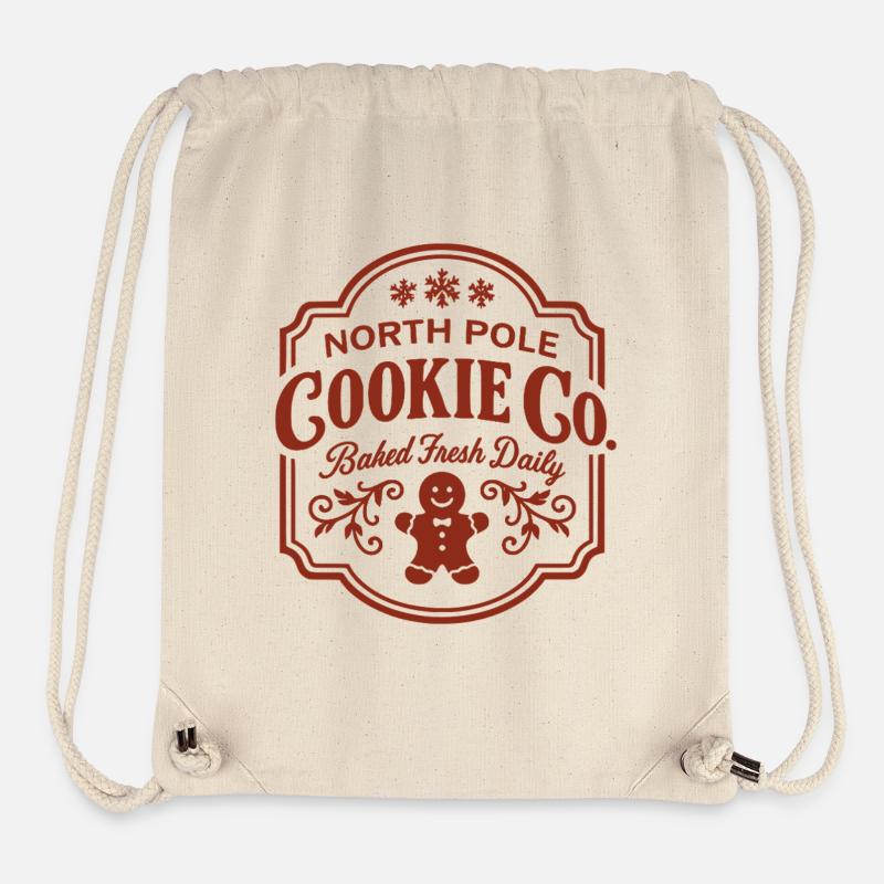 North Pole Cookie Co Logo with Gingerbread - Stanley/Stella Recycled Gym Bag - natural