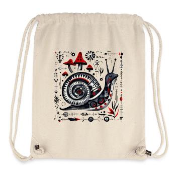 Escargot d’art populaire aux champignons – Design rétro - Sac à cordon recyclé Stanley/Stella - blanc naturel - Devant