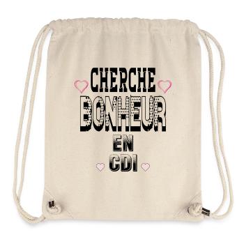 Cherche Bonheur en CDI - Sac à cordon recyclé Stanley/Stella - blanc naturel - Devant