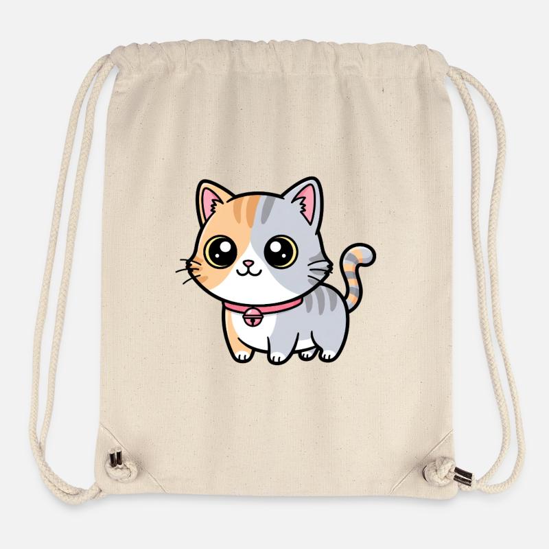 Calico-Kätzchenhalsband-Anhänger - Stanley/Stella recycelter Gym Bag - Naturweiß