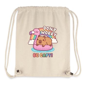 Cute Capybara Chill On Flamingo Dont Worry Be Capy - Stanley/Stella Recycled Gym Bag - natural - Front
