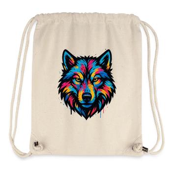 Neon Wolf Head Art - Stanley/Stella Recycled Gym Bag - natural - Front